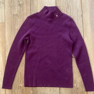 Ralph Lauren Purple Mock Neck Ribbed Sweater